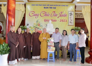 H.Gò Công Tây: Lãnh đạo các ban ngành thăm và chúc Tết chư Tôn đức Ban Trị sự Phật giáo huyện nhân dịp xuân Quý Mão-2023