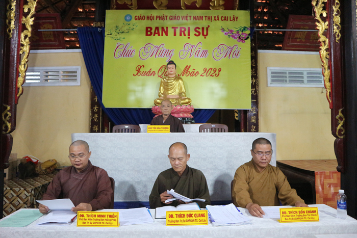 TX.Cai Lậy: Ban Trị sự Phật giáo tổ chức Bố tát và họp lệ tháng 2 năm Quý Mão