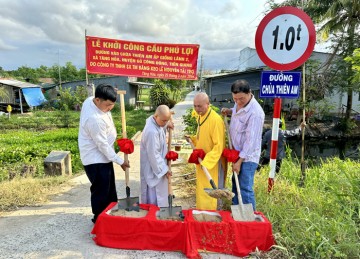 H.Gò Công Đông: Chùa Thiên Am khởi công xây dựng cầu nông thôn tại xã Tăng Hòa