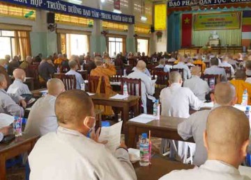 Tiền Giang: Thường trực Ban Trị sự triển khai Nghị quyết Đại hội đến chư Tôn đức Tăng Ni các tự viện trong tỉnh