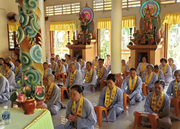 H.Tân Phú Đông: Tổ đình Linh Bửu Triển khai phòng chóng dịch bệnh Corana tại Khóa tu Niệm Phật đầu năm Canh Tý 