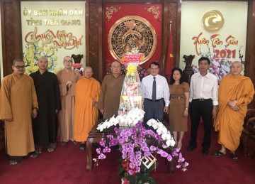 Tiền Giang: Thường trực Ban Trị sự Phật giáo tỉnh chúc Tết lãnh đạo các cơ quan ban ngành 