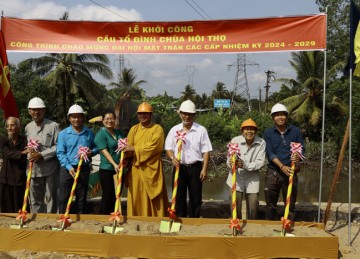 H.Cái Bè: Chùa Hội Thọ khởi công xây dựng cầu Giao thông Nông thôn
