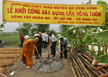 H.Gò Công Đông: Ban Trị sự Phật giáo huyện khởi công xây cầu kênh Tập Đoàn 6B