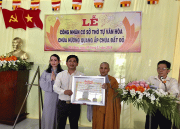 H.Gò Công Đông: Chùa Hương Quang đón nhận danh hiệu Cơ sở Thờ tự Văn hóa