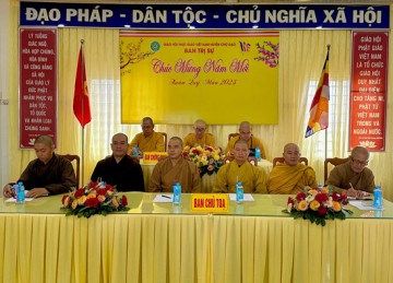 Tiền Giang: Thường trực Ban Trị sự Phật giáo tỉnh tham dự Bố tát và họp lệ tại huyện Chợ Gạo