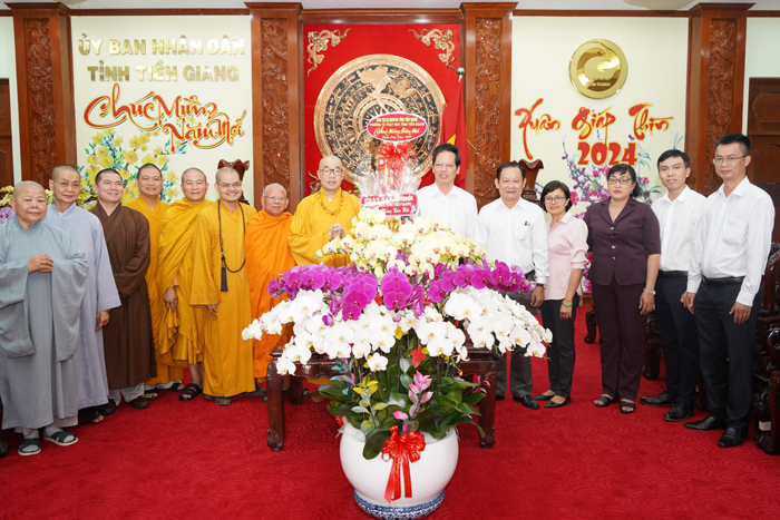 Tiền Giang: Thường trực Ban Trị sự Phật giáo tỉnh Chúc mừng Xuân mới đến lãnh đạo các cơ quan ban ngành