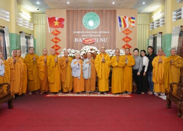 Tiền Giang: Các Ban ngành trực thuộc Ban Trị sự Phật giáo tỉnh tiếp tục chúc Tết đến Thượng tọa Thích Quảng Lộc