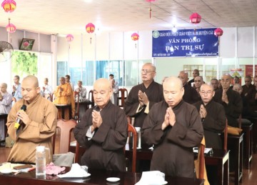 H.Cái Bè: Ban Trị sự Phật giáo huyện Bố tát tập trung và họp lệ tháng 10 năm 2022
