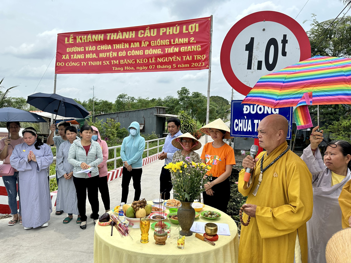 H.Gò Công Đông: Chùa Thiên Am khánh thành cầu giao thông nông thôn Phú Lợi