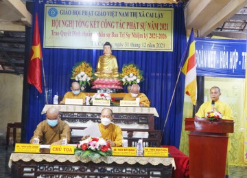 TX.Cai Lậy: Hội nghị tổng kết công tác Phật sự năm 2021 và trao Quyết định chuẩn y nhân sự Ban Trị sự nhiệm kỳ 2021-2026