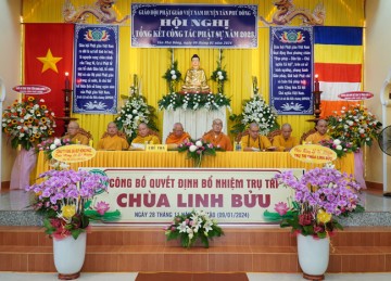 H.Tân Phú Đông: Hội nghị tổng kết công tác Phật sự 2023 và công bố Quyết định Bổ nhiệm Trụ trì chùa Linh Bửu