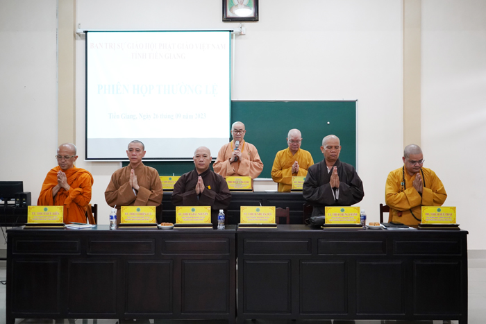 Tiền Giang: Ban Trị sự Phật giáo tỉnh họp lệ kỳ tháng 8 năm Quý Mão – triển khai Phật sự