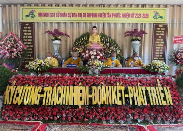 H.Tân Phước: Hội nghị tổng kết công tác Phật sự NK 2016-2021 và Suy cử nhân sự BTS Phật giáo NK 2021-2026