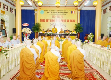 Tiền Giang: Hội nghị tổng kết Phật sự của Ban Giáo dục Phật giáo và Liên hoan tất niên Trường Trung cấp Phật học